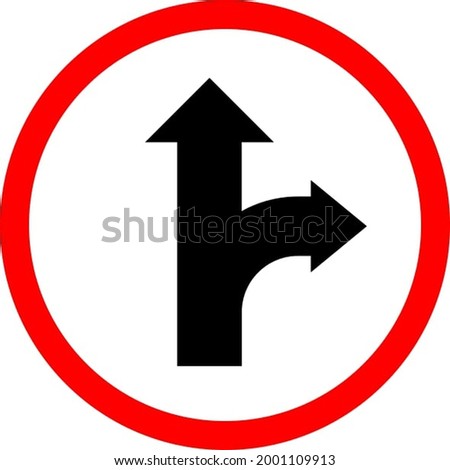 Traffic Sign, Go straight on return right sign