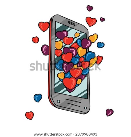 mobile phone with icons love