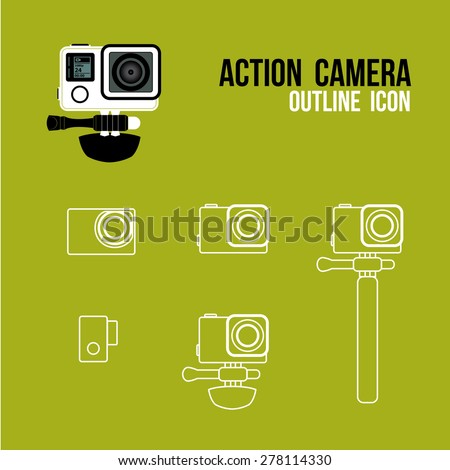 action camera outline icon, vector