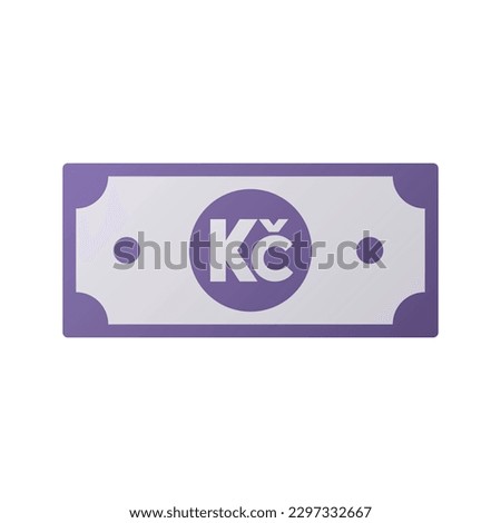 Czech Republic Czech Koruna Banknote. Flat style currency illustration Isolated on white background. Czech Koruna for web design, financial and business element.
