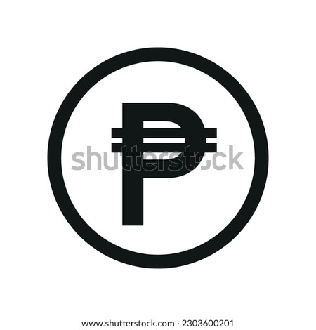 Cuban Peso coin sign black and white icon. Flat money currency symbol.