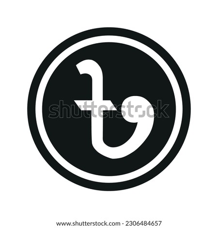 Bangladesh Taka icon. Flat black and white currency coin. Money taka symbol. Vector isolated on white background.