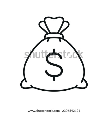 Money bag icon with dollar sign. Flat thin line vector icon.