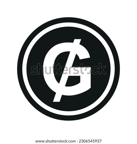 Paraguayan Guarani icon. Flat black and white currency coin. Money guarani symbol. Vector isolated on white background.
