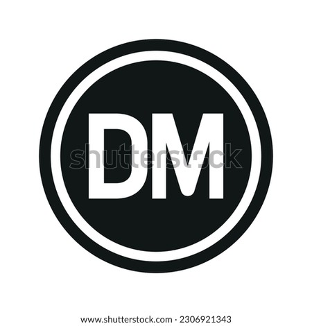 Deutsche Mark icon. Flat black and white currency coin. Money Deutsche symbol. Vector isolated on white background.