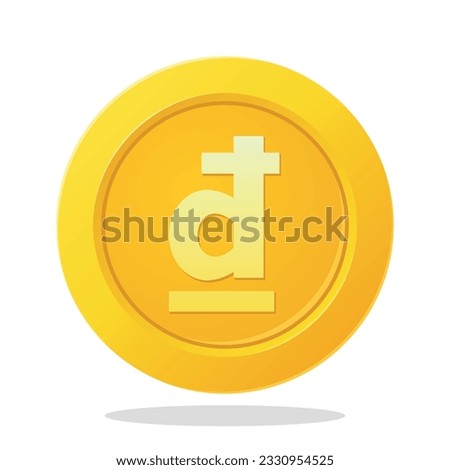 Gold coin with Vietnamese dong sign. Vietnam Currency symbol. Financial items.