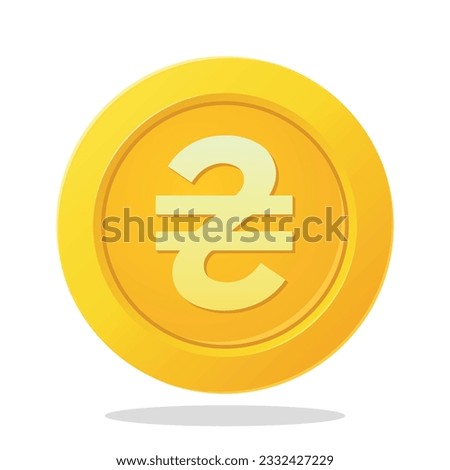 Gold coin with Ukrainian hryvnia sign. Ukraine Currency symbol. Financial items.