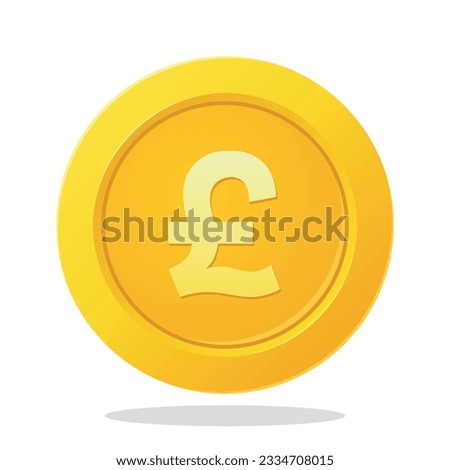 Gold coin with Pound sterling sign. UK Currency symbol. Financial items.
