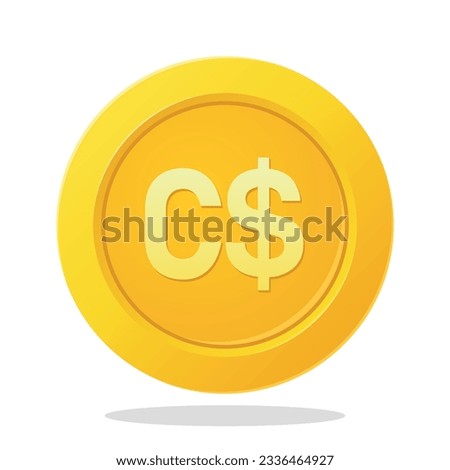Gold coin with Canadian Dollar sign. Canada Currency symbol. Financial items.