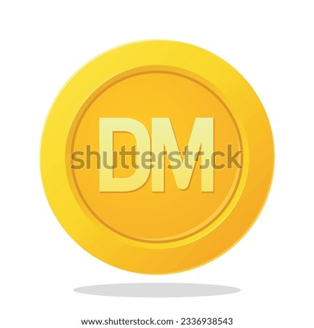 Gold coin with Deutsche mark sign. German Currency symbol. Financial items.