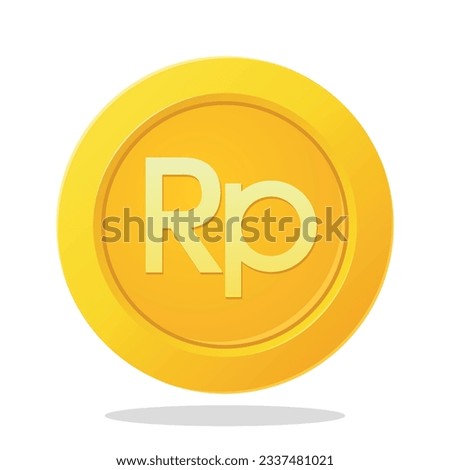 Gold coin with Indonesian Rupiah sign. Indonesia Currency symbol. Financial items.
