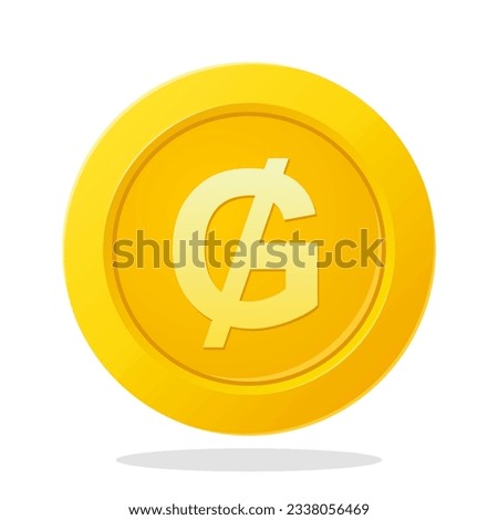 Gold coin with Paraguayan Guarani sign. Paraguay Currency symbol. Financial items.