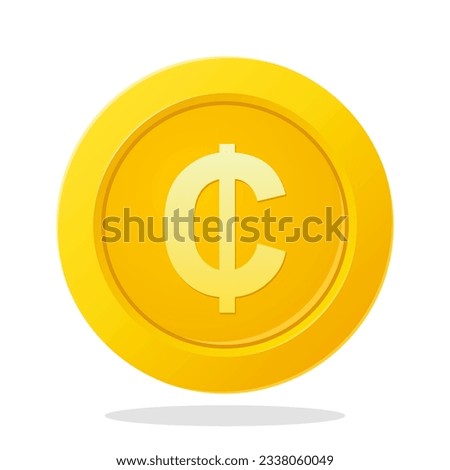 Gold coin with Ghanaian Cedi sign. Ghana Currency symbol. Financial items.