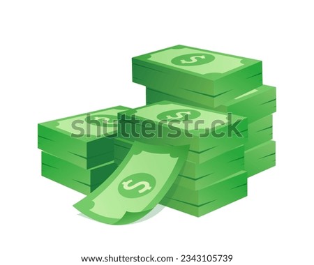 Stack of cash money symbol with Dollar sign. Money Cash isometric illustration. Cash, payment and financial item.