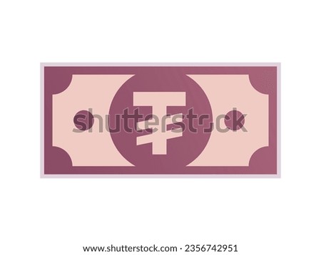 Banknote with Mongolian Tugrik Sign. Mongolia money symbol. Payment, Saving, finance, Business concept. Flat vector currency illustration.
