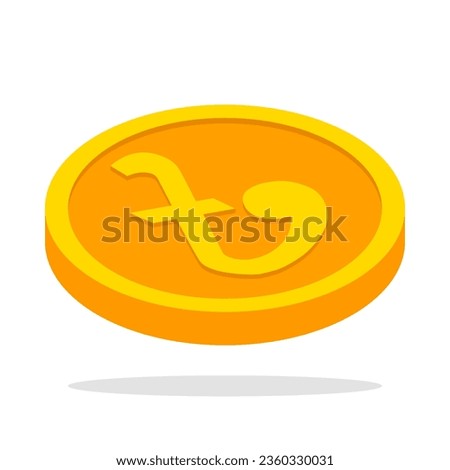 Isometric gold coin with Taka sign. 3d style Bangladeshi currency coin. Flat vector money symbols illustration.