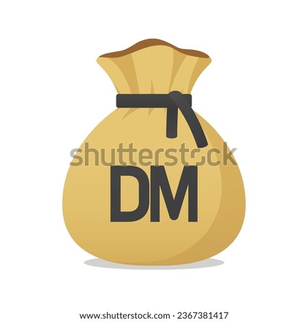 Moneybag with Germany Deutsche Mark sign. Cash, interest rate, business and financial item. Flat style vector finance symbol.