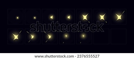 Shine Vector animation. Shine VFX sprite sheet for video game, cartoon, Animation and motion design. 2D Classic Shine light FX.