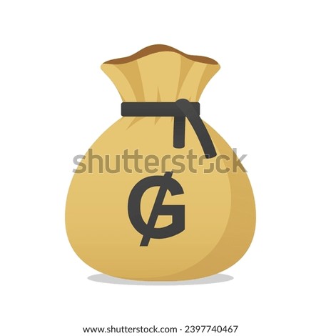Moneybag with Paraguayan Guarani sign. Cash, interest rate, business and financial item. Flat style vector finance symbol.