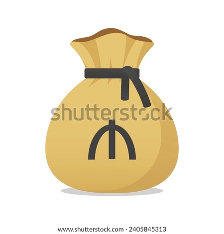 Moneybag with Azerbaijani Manat sign. Cash, interest rate, business and financial item. Flat style vector finance symbol.