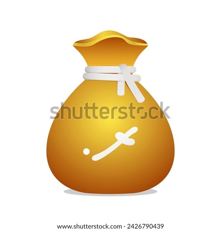 Golden money bag with Maldivian Rufiyaa sign. Cash money, business and finance 3D element object.