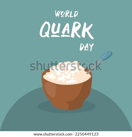 Vector illustration, quark cheese in a bowl, as a banner or poster, world quark day.