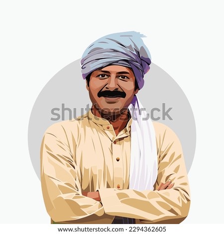 Indian farmer posing vector illustration