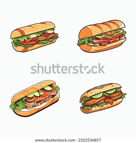 Sandwich in different styles vector ilustration