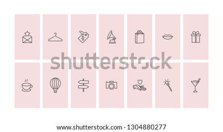 Vector set design colorful templates icons and emblems - social media story highlight. Different blogger icons  in trendy linear style isolated on white background