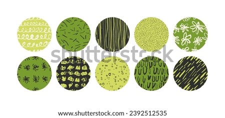 Vector illustration set of templates contemporary abstract cover and patterns for green tea packaging with labels. Minimal modern backgrounds