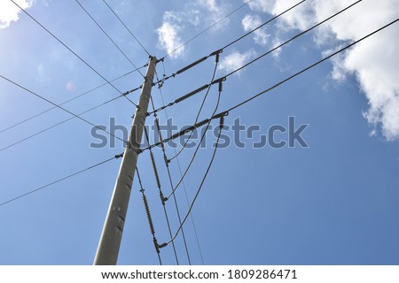 Similar – Image, Stock Photo overhead power cable or transmission line