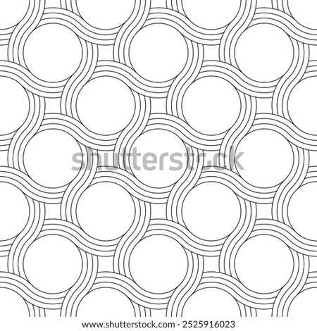 Vector seamless texture. Modern geometric background with intersecting curved stripes.