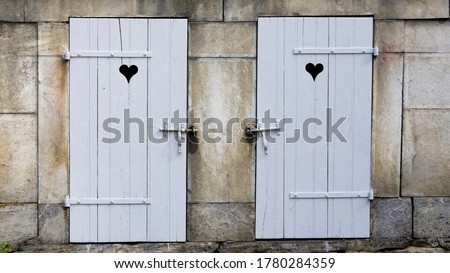 Similar – Image, Stock Photo Wooden door with heart shape hole. Wood plank background