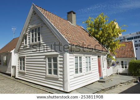 STAVANGER, NORWAY - JUNE 04, 2010: Exterior of the traditional wooden house on June 04, 2010 in Stavanger, Norway.