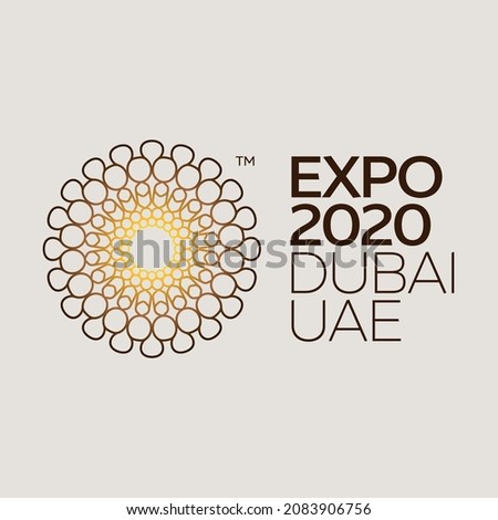 Expo2020 Dubai Logo. United Arab Emirates. Experience. Explorations. Nation. Development. Vector.
