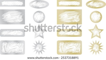 Silver and gold scratch to win stamps. scratch off ticket, lottery scratching cards, instant win game. Golden lucky winner tickets, erased scratch elements vector set. Gambling or fortune concept