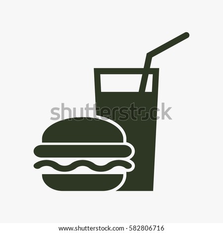 Burger with soft drink vector icon.