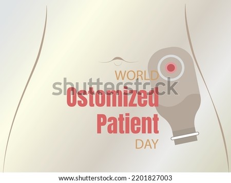 World Day of the Ostomy Patient, silhouette of a person with navel and next to it the colostomy bag.