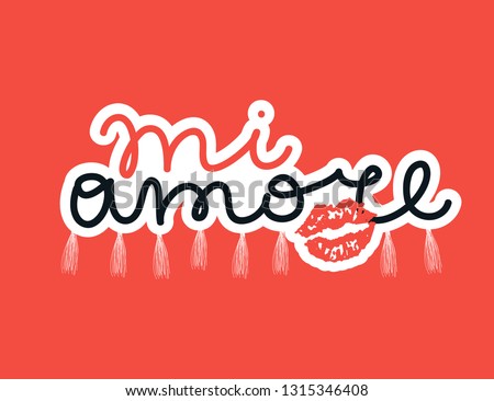 Cute slogan for t shirt. Modern beautiful print for girls. Vector illustration. Creative typography slogan design. Sign 'MI AMORE'. Zdjęcia stock © 