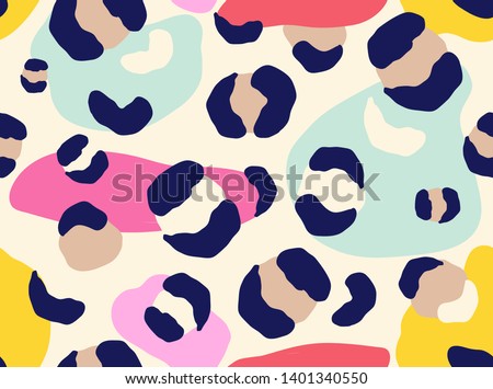 Modern leopard seamless pattern. Creative colorful collage pattern. Fashionable template for design.