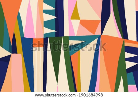 Hand drawn trendy abstract illustration print. Colorful creative collage pattern. 