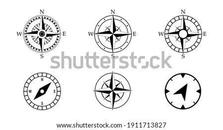 Compass icons set. Vector illustration set.10EPS