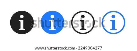 Info sign. Information icon collection. Vector illustration, isolated on white background. Black and blue info icons . 10 eps