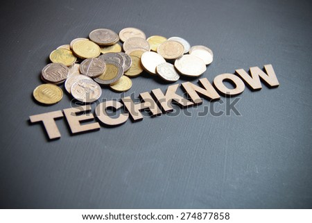 Tech know concept written with wooden letters on blackboard. This photo can use as Business and technological background.