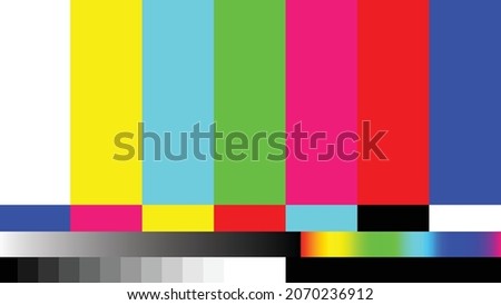 Television screen error. TV test pattern and TV No signal concept. SMPTE color bars vector illustration.
