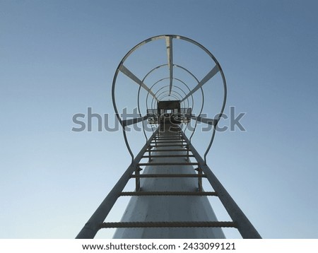 Similar – Image, Stock Photo Lonely blue steel railing with concrete foundation alone in front of a blue sky in sunshine in Oelde near Warendorf in Westphalia in the Münsterland region of Germany