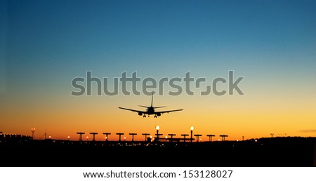 Similar – Foto Bild Flugzeug im Landeanflug auf Flughafen