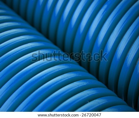 Close up of blue plastic pipes