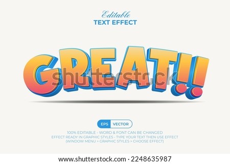 Great 3D Text Effect Style Yellow And Blue Color. Editable Text Effect Curved Style.