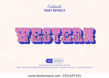 Western Text Effect 3D Vintage Style. Editable Text Effect Textured Background.